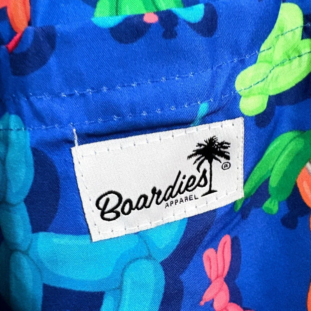 Balloon Animal Print Blue Swim Trunks Men XL Board Shorts Whimsical Beachwear